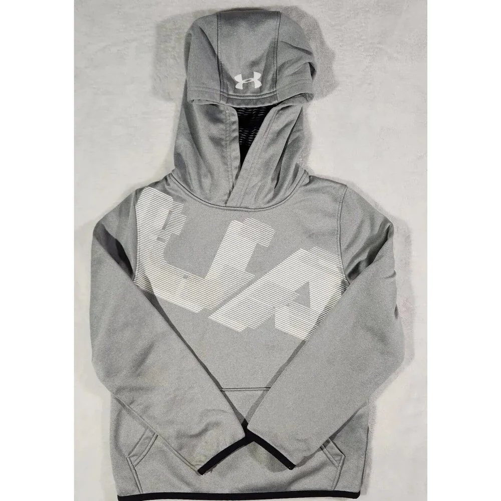 Under Armour ColdGear Hoodie Boys Small Gray White